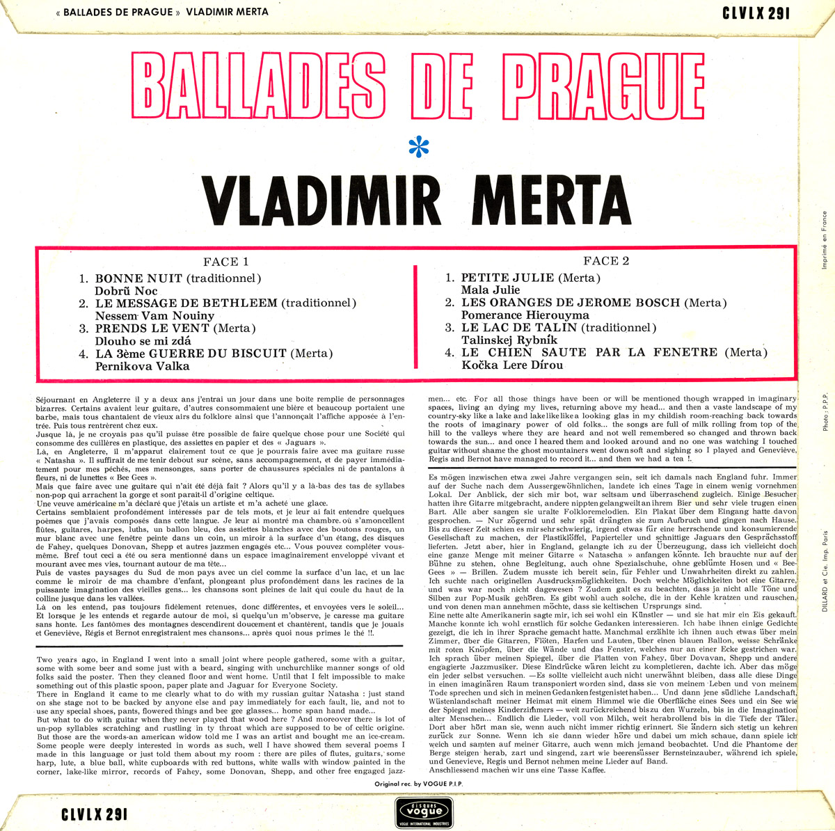 VLADIMR MERTA - BALLADES DE PRAGUE LP2