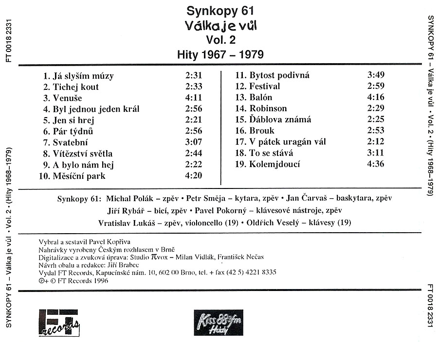  SYNKOPY 61 - VLKA JE VL ( HITY 1967 - 1979 )